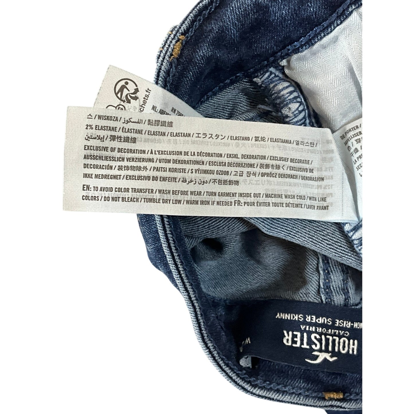 Hollister High-Rise Super Skinny Jeans Dark Wash Distressed  Size W24R