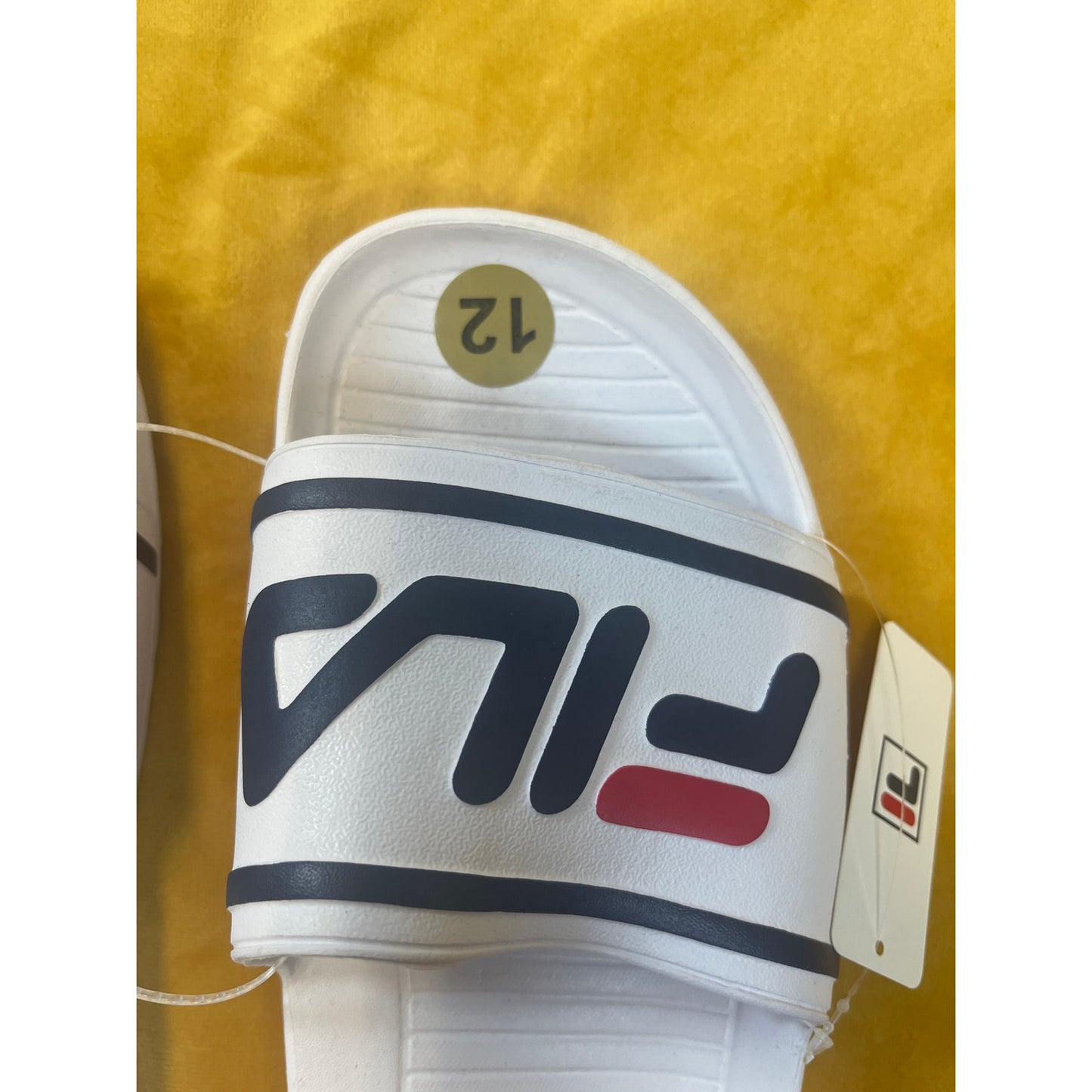 FILA White Logo Slide Sandals Size 12 New with Tag