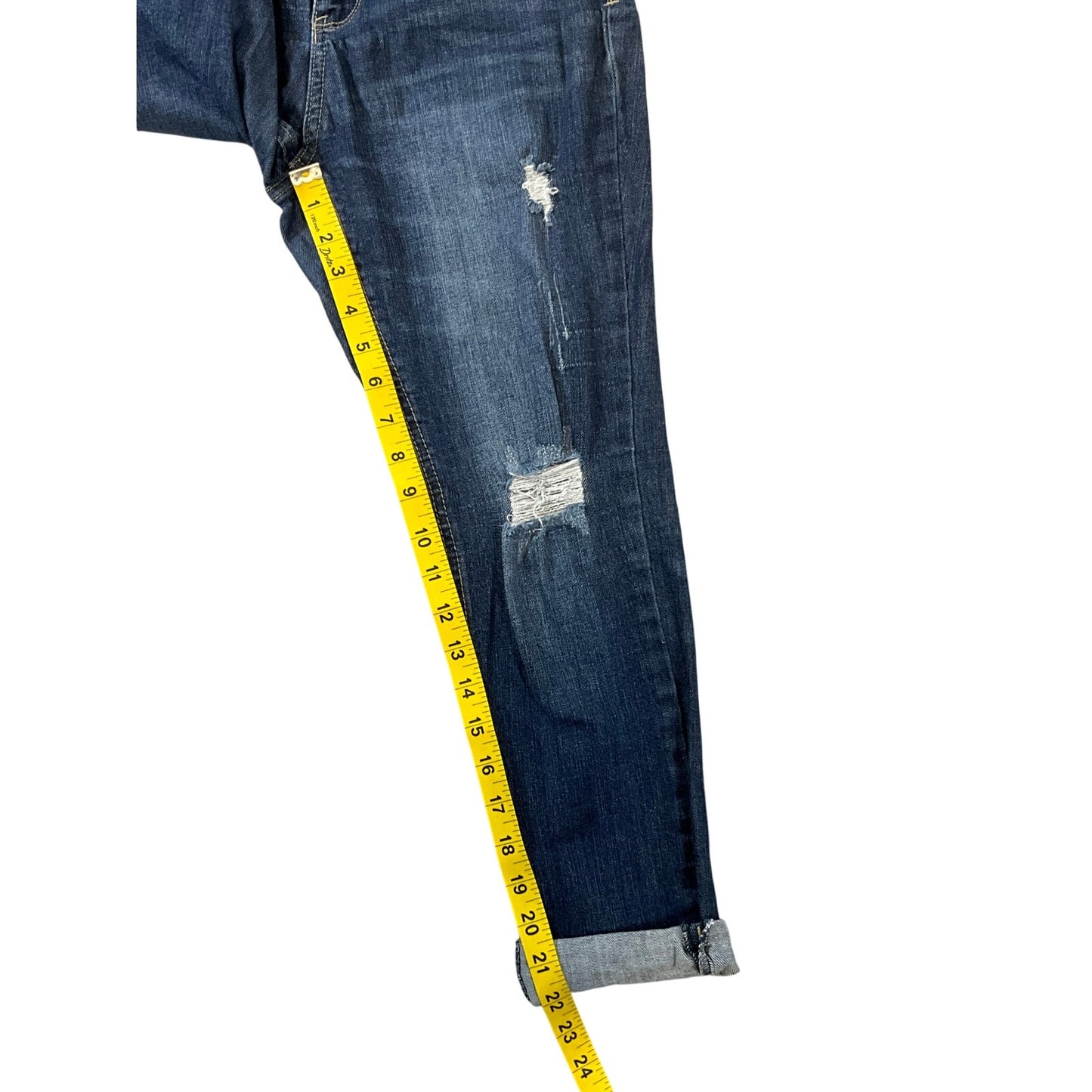 Cello Distressed Skinny Jeans Women's Dark Wash Cuffed Boyfriend Fit Sz 9