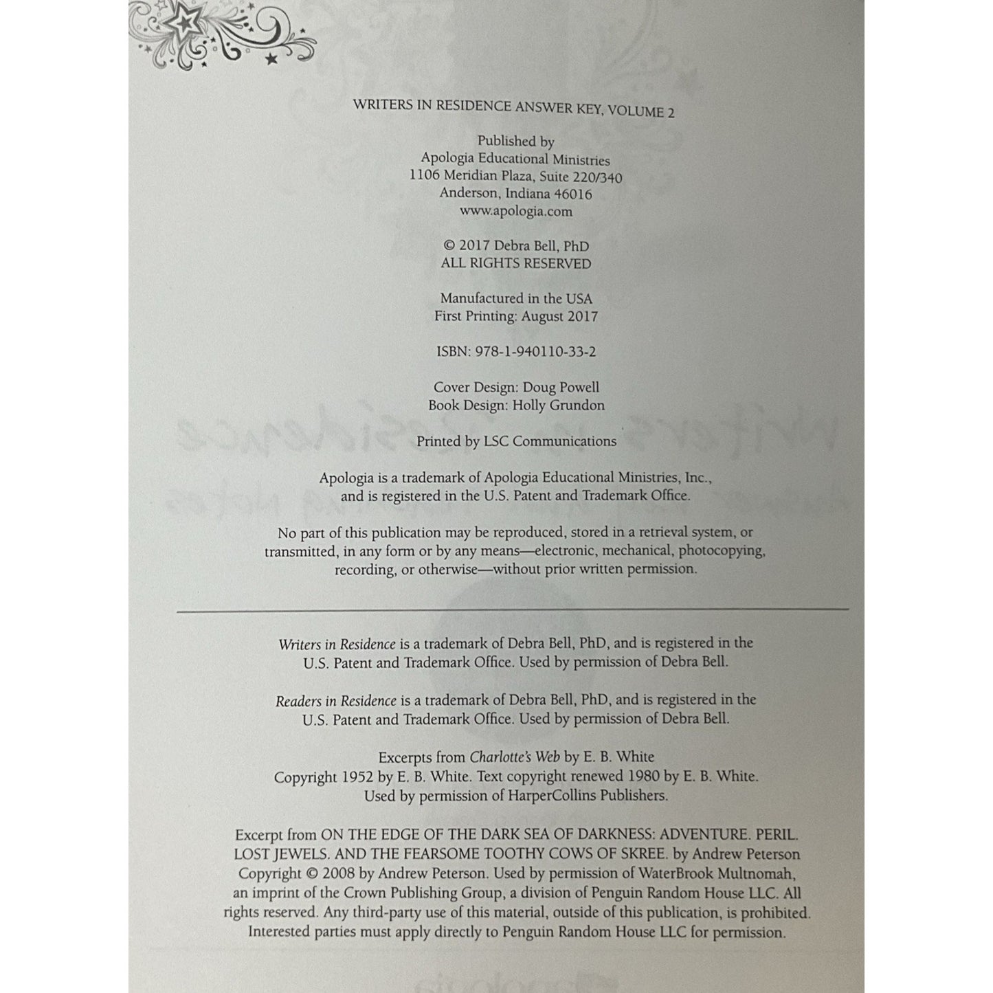 Writing In Residence Volume 2 - Answer Key and Teaching Notes