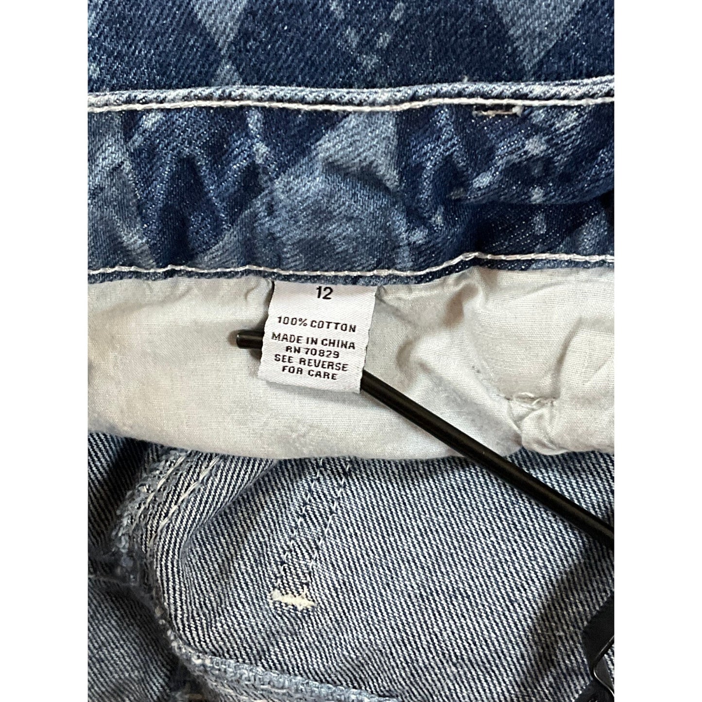 Rue21 Women’s Argyle Mom Jeans Y2K Baggy Tapered Blue Denim Sz 12