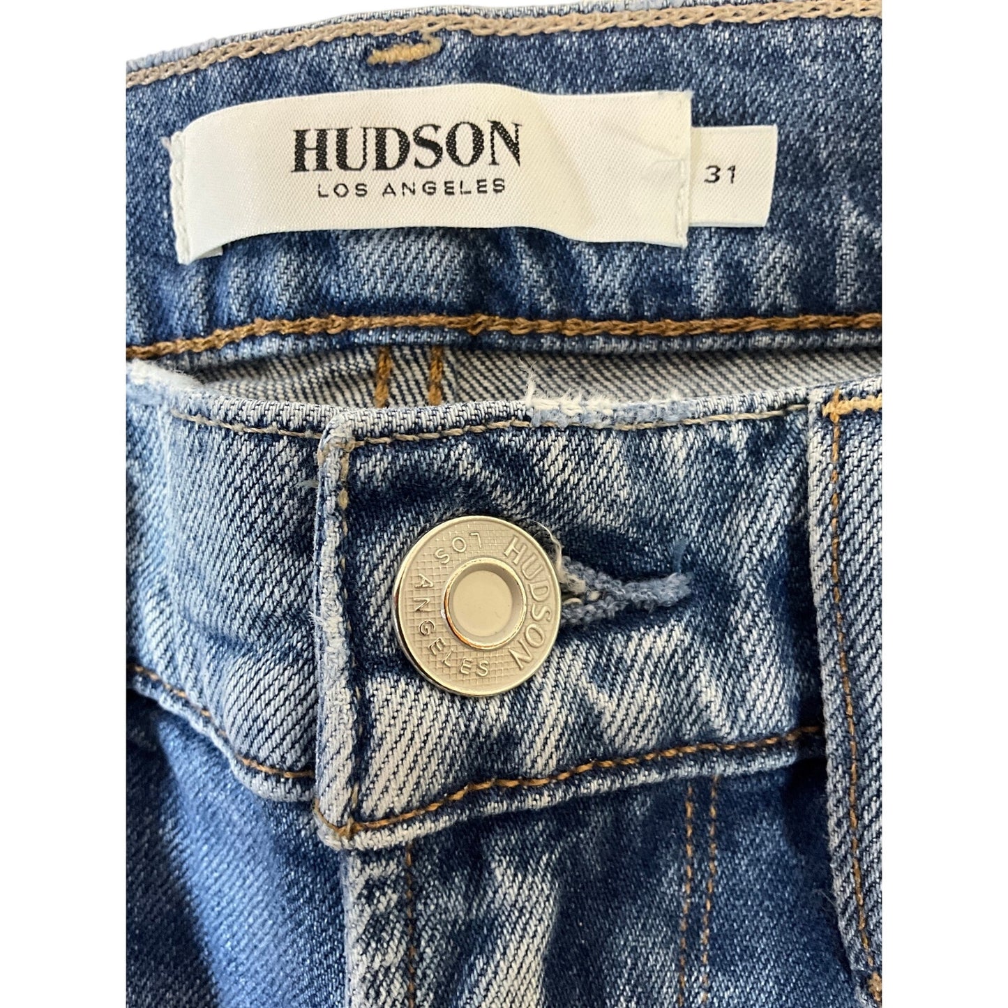 Hudson Los Angeles Men’s Distressed Straight-Leg Jeans Size 31 Medium Wash