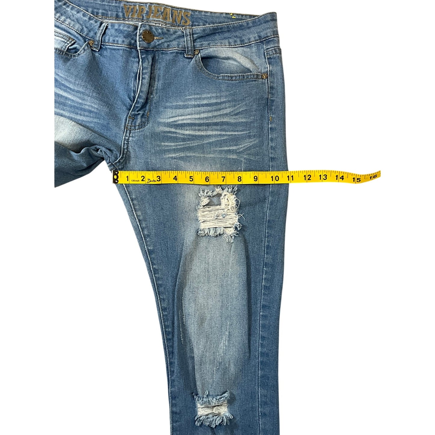 VIP Jeans Distressed Skinny Jeans Juniors Light Wash Ripped Stretch Denim Sz 13/14