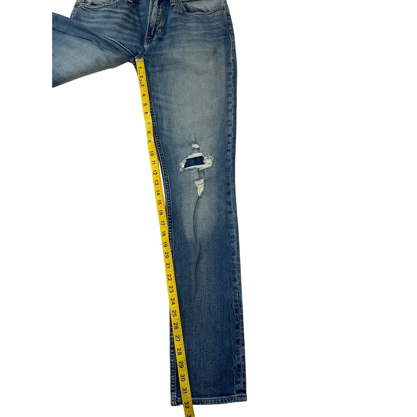 Hudson Los Angeles Men’s Distressed Straight-Leg Jeans Size 31 Medium Wash